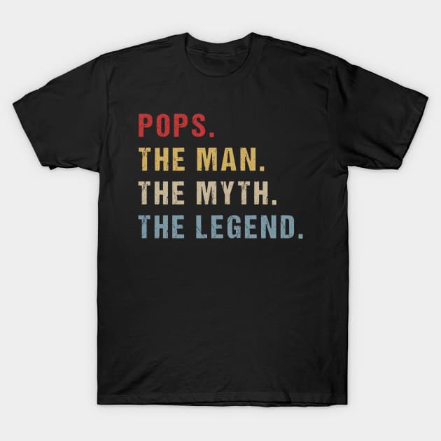 Vintage Father's Day Pops The Man The Myth The Legend T-Shirt by drag is art